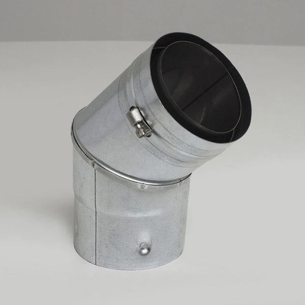 Olympia Chimney & Venting 3" Ventis PelletVent 304L Inner/Galvanized Outer 45-Degree Black Fixed Elbow - VPB-EL0345