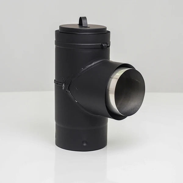 Olympia Chimney & Venting 4" - 3" Ventis 304L Stove Adaptor Tee with Cap - VPB-SAT43
