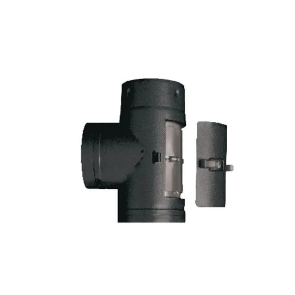 Olympia Chimney & Venting 4" Ventis PelletVent Pipe 304L Inner/Galvanized Outer Black Tee with Cap - VPB-T04
