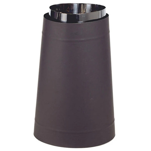 Olympia Chimney & Venting 8" Ventis Double-Wall Black Stove Pipe Oval To Round Adaptor - VDB08OA