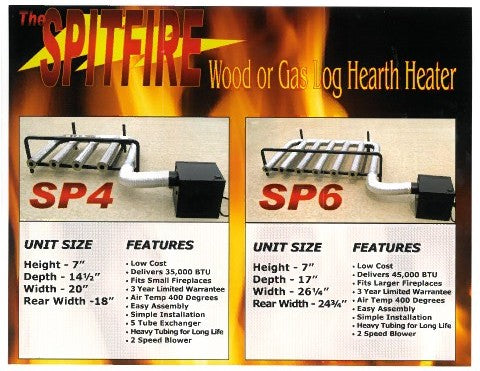 Custom Firescreen Spitfire 6 Tube Fireplace Heater With Blower