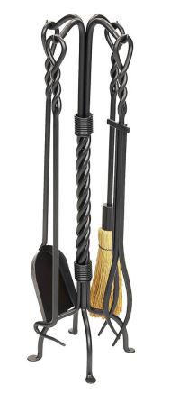 32" Twisted Rope 5-Piece Textured Black Iron Tool Set