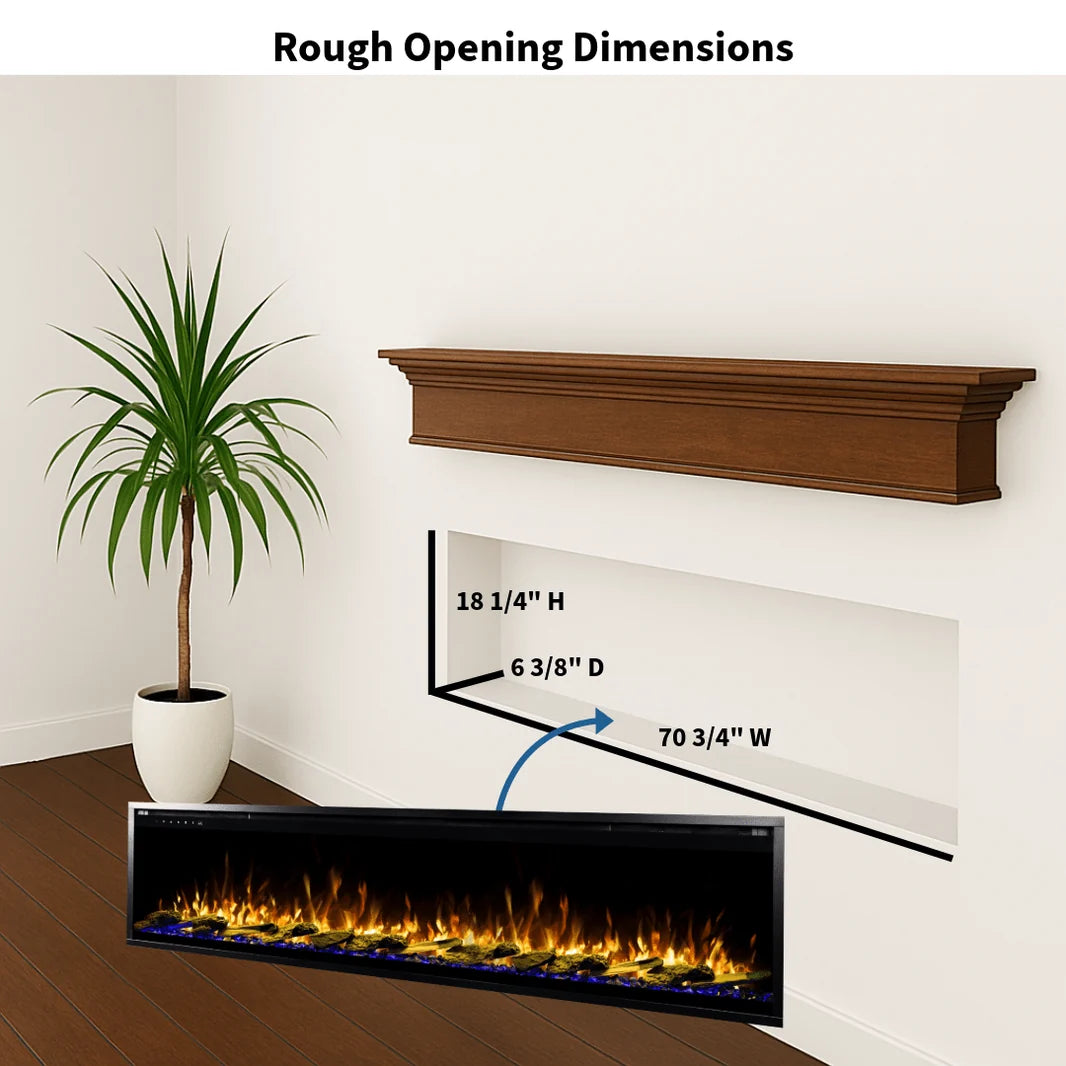 Touchstone Sideline Elite Pro 72" Smart Recessed Electric Fireplace
