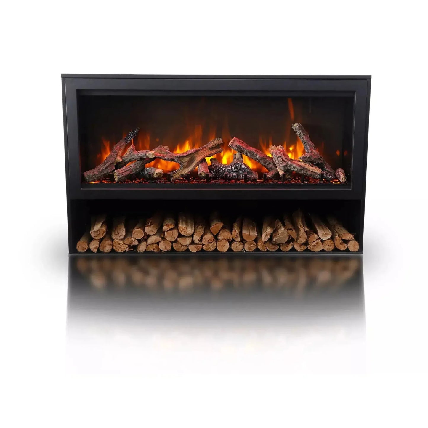 Remii by Amantii Black Contemporary Pedestal Display With Storage Compartment for 26" Classic Traditional Electric Fireplace