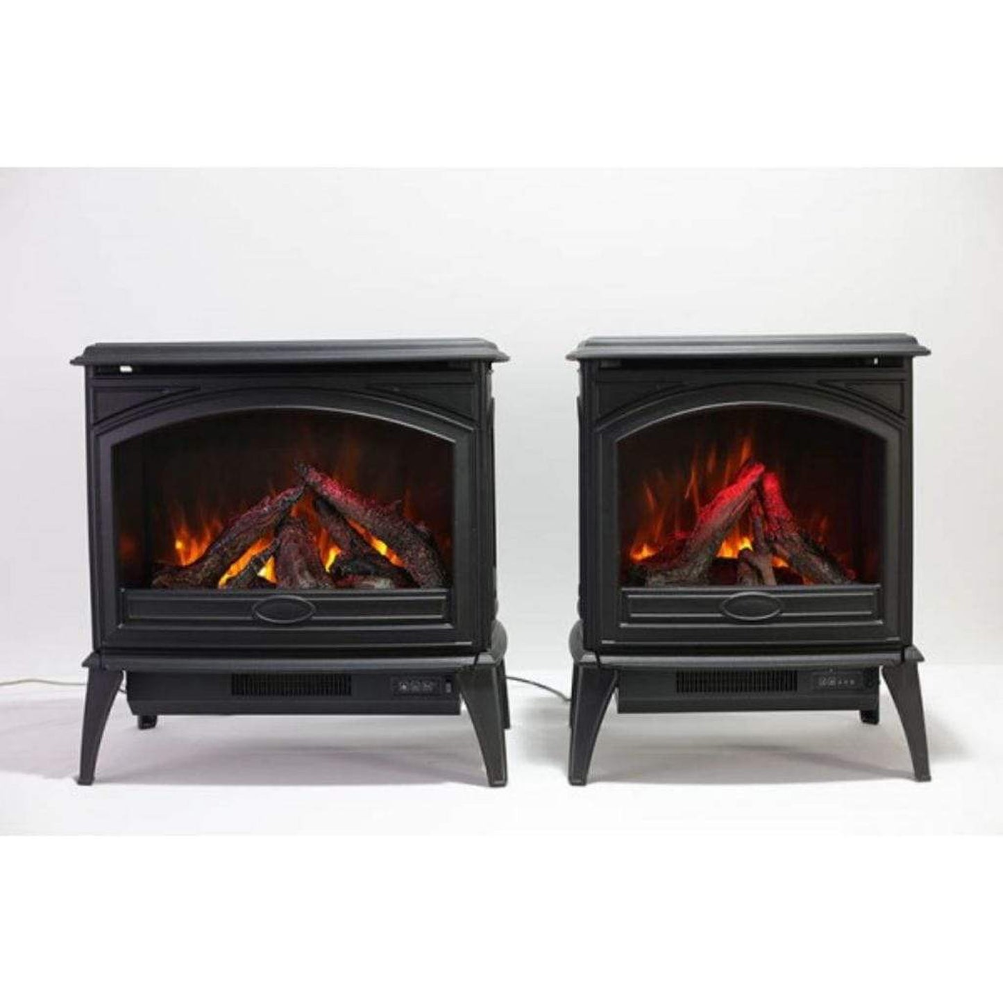 Amantii Lynwood Cast Iron E-70 Freestanding Electric Stove With Birch Log Set