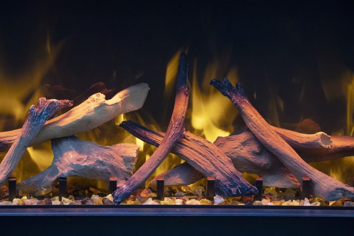 Amantii Panorama BI Deep 88" Indoor / Outdoor Full View Smart Built-in Electric Fireplace With Black Steel Surround