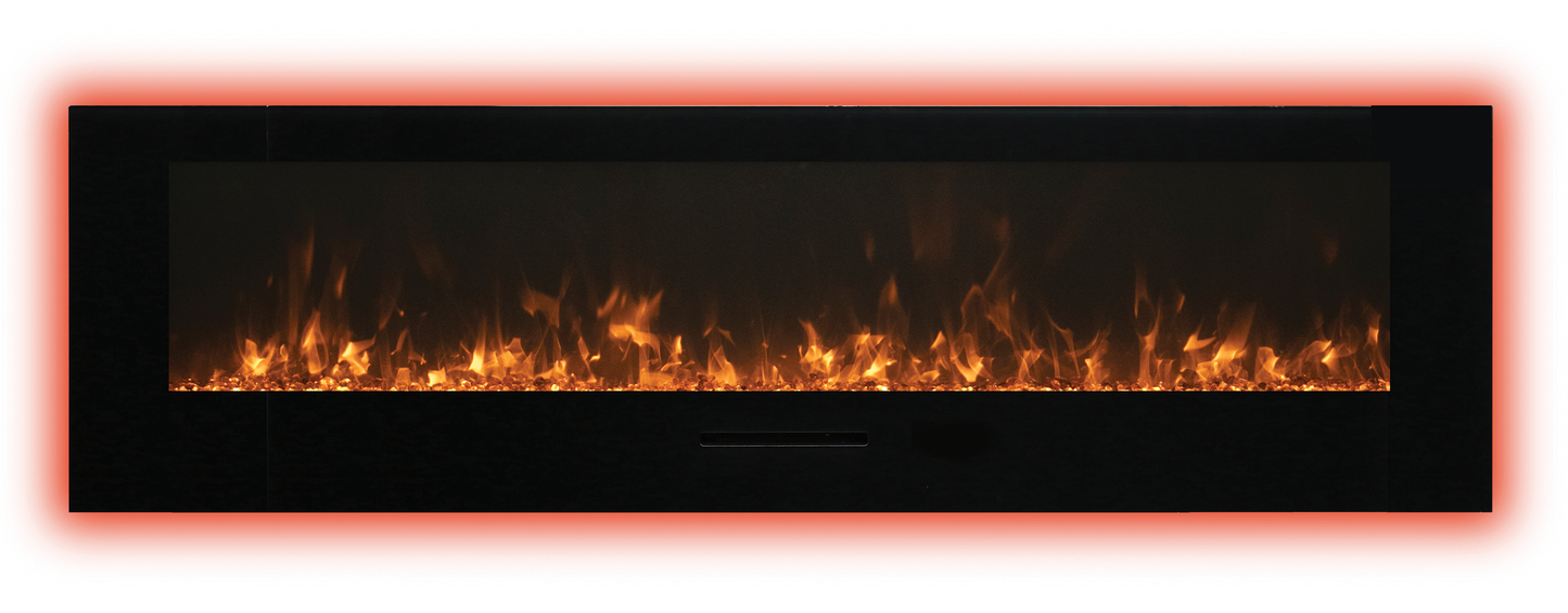 Amantii Wall Mount/Flush Mount 50" Electric Fireplace With Glass Surround and Log Set