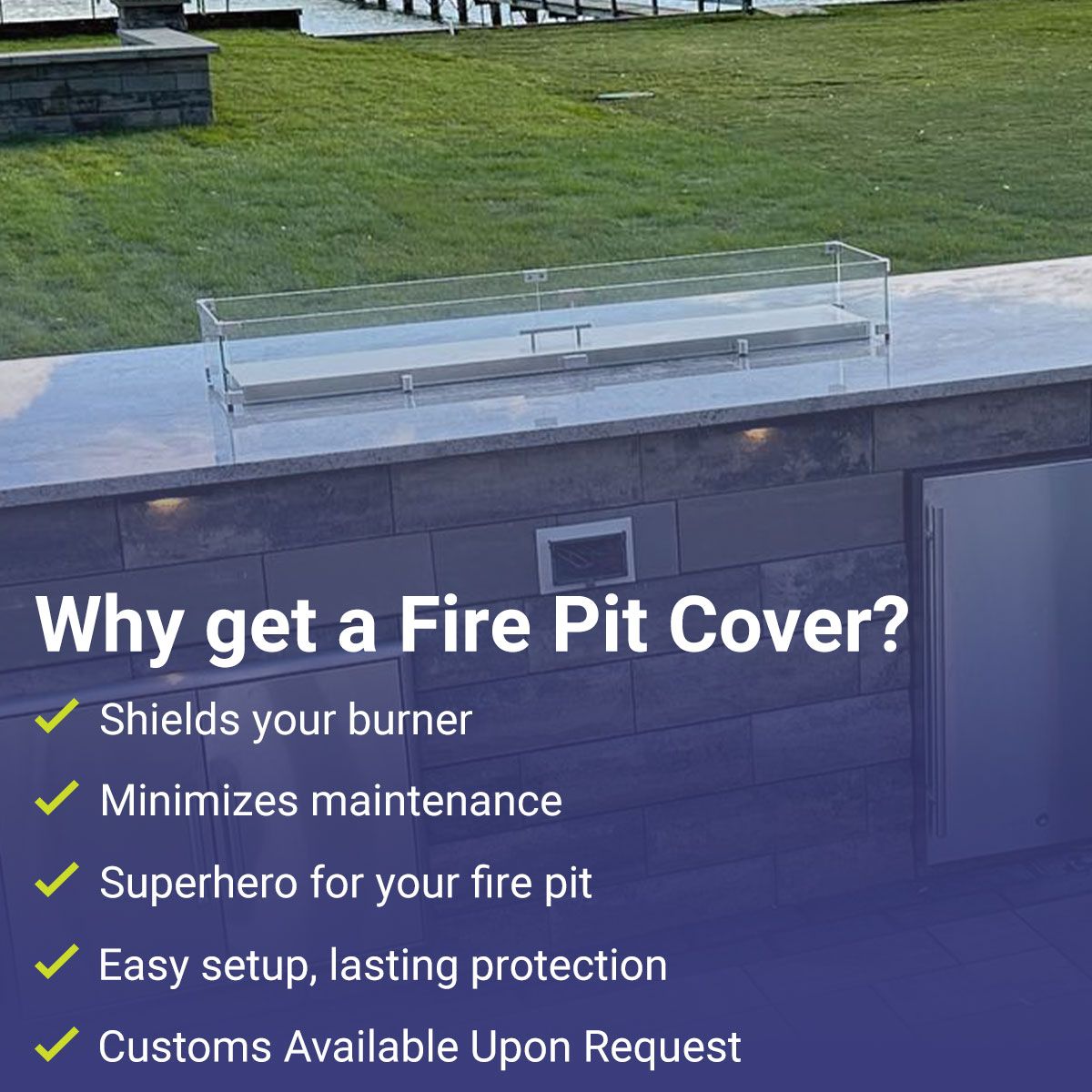American Fireglass 51" Linear Stainless Steel Drop-In Fire Pit Pan Cover