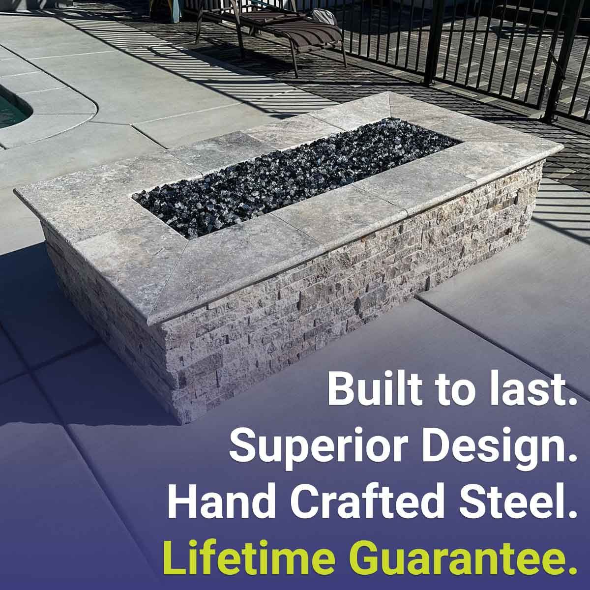 American Fireglass 60" x 24" Rectangular Stainless Steel Flat Fire Pit Pan