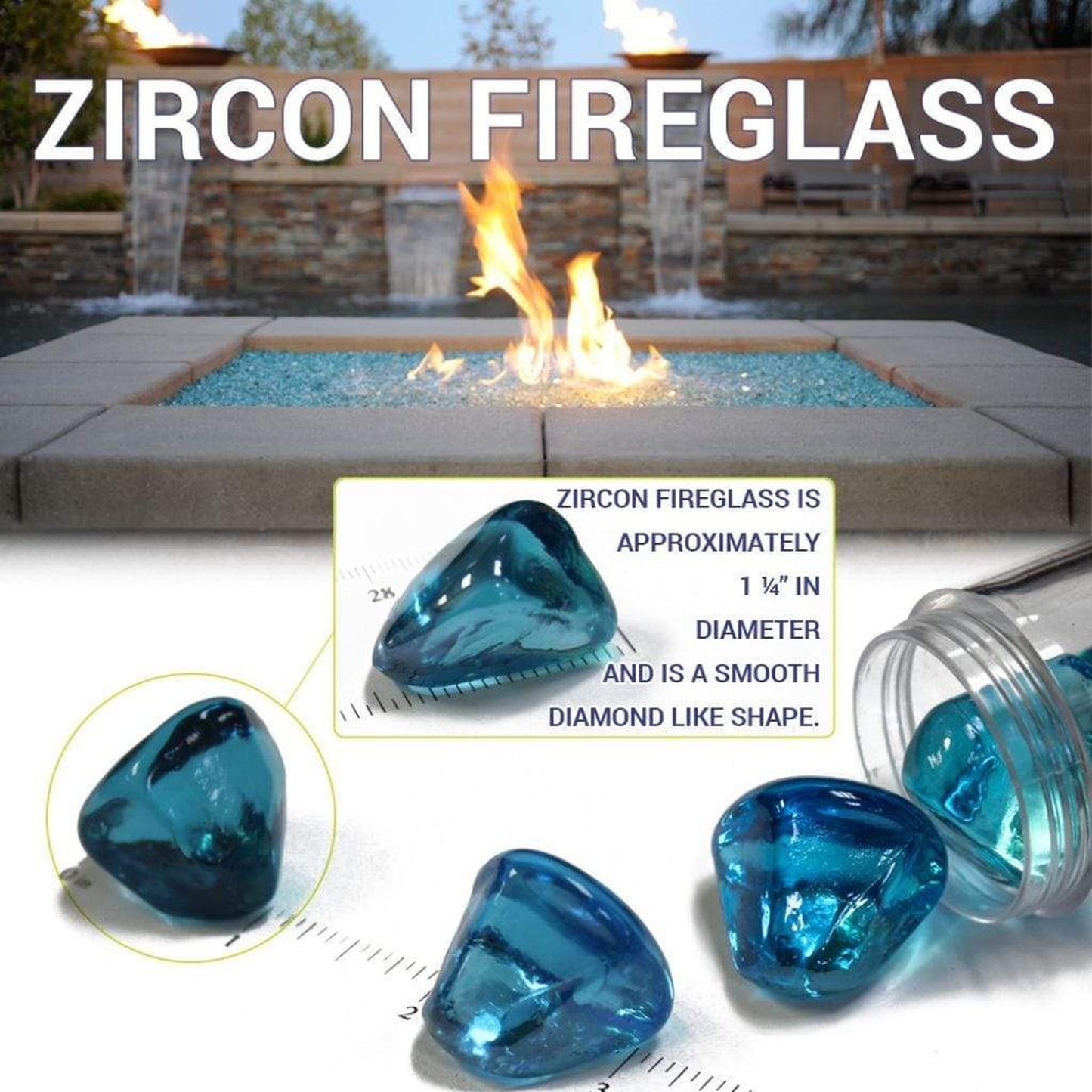 American Fireglass Black Diamond Luster Zircon Fire Glass