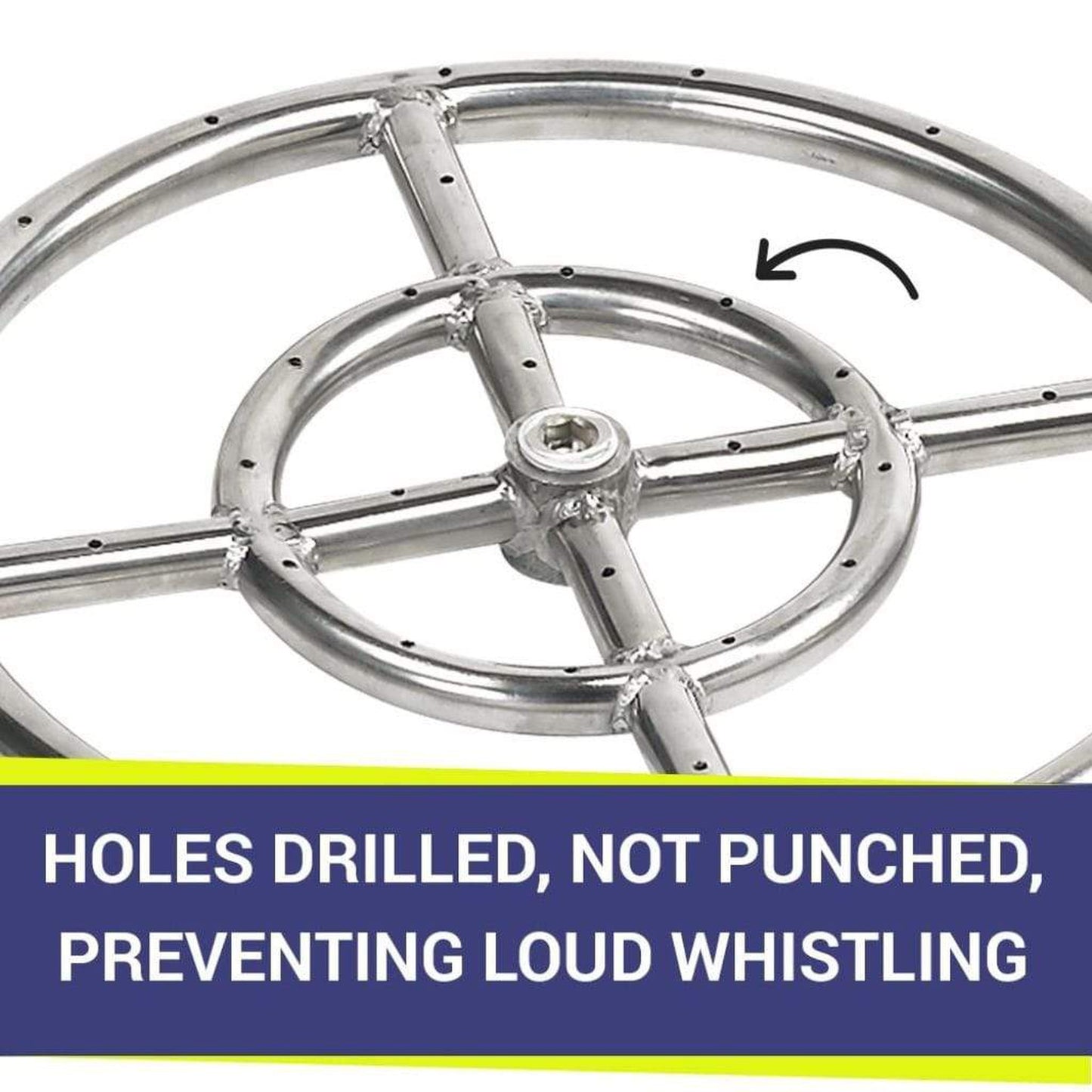 American Fireglass Double-Ring Stainless Steel Burner with a 1/2" Inlet