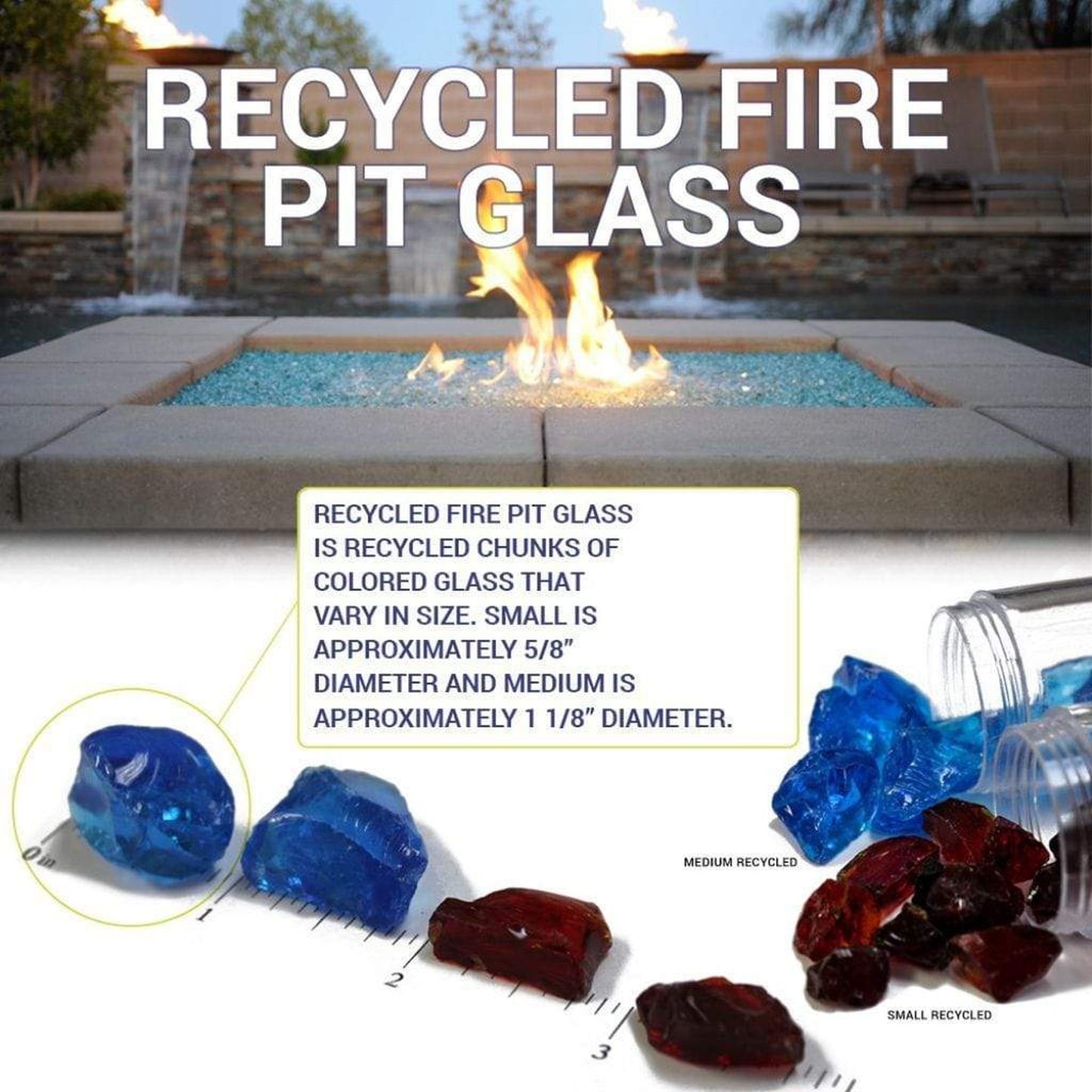 American Fireglass Ice Medium Fire Pit Glass