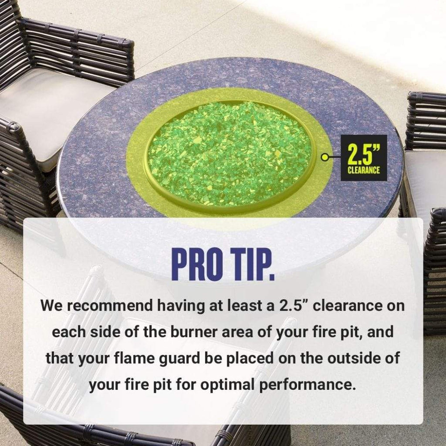 American Fireglass Square Glass Flame Guard for 18" Square Drop-In Fire Pit Pan