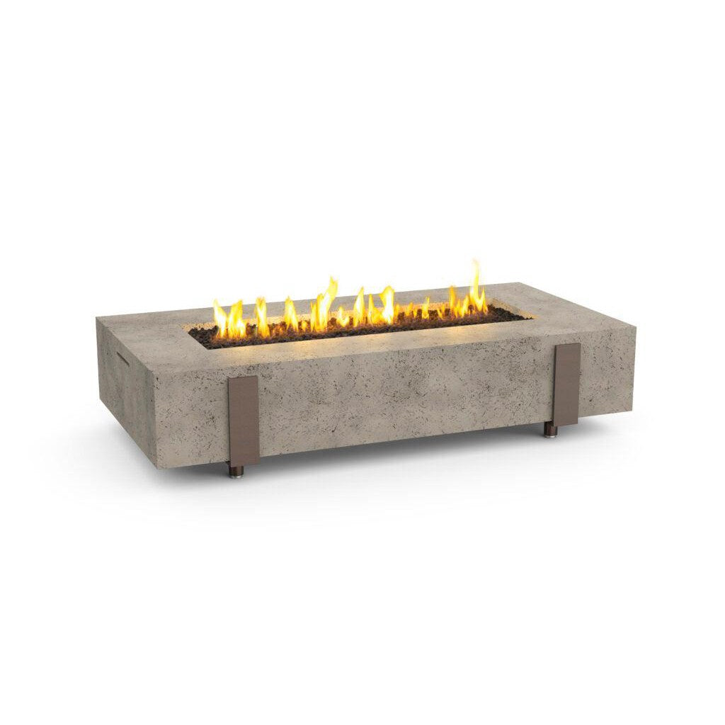 American Fyre Designs Long Iron Saddle 72" Light Basalt Natural Gas Firetable with FyreStarter Bluetooth Control