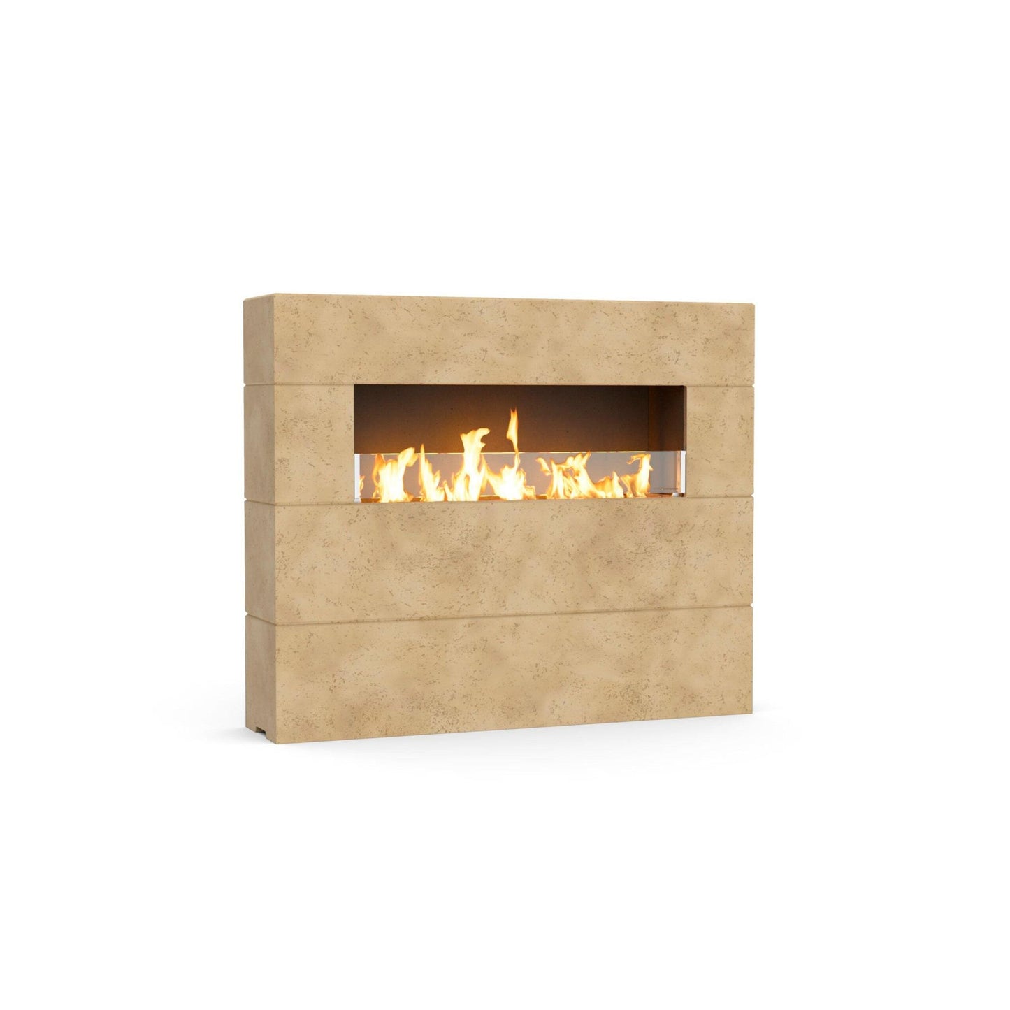 American Fyre Designs Milan Tall 60" Travertine Natural Gas Fireplace with Manual Flame Sensing Control