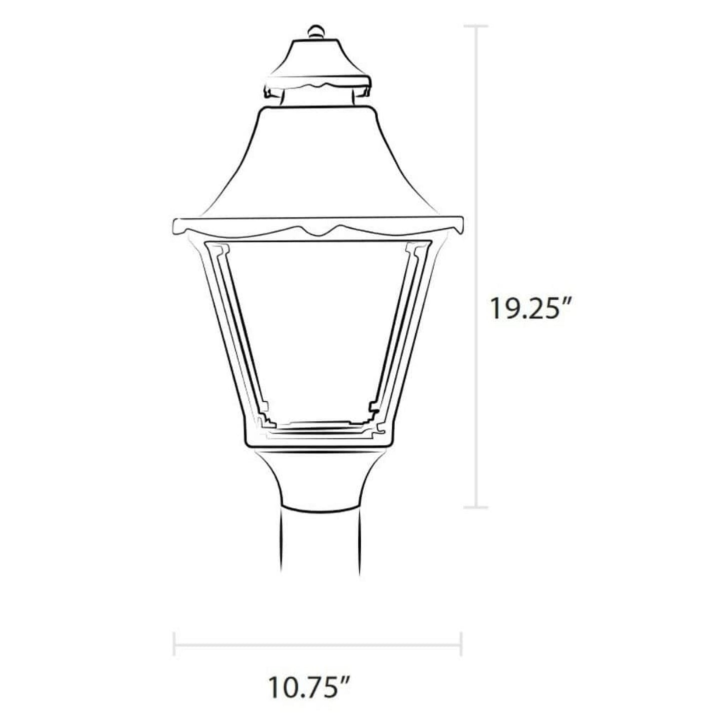 American Gas Lamp Works 10" 1900H Essex Aluminum Post Mount Residential Electric Light Head