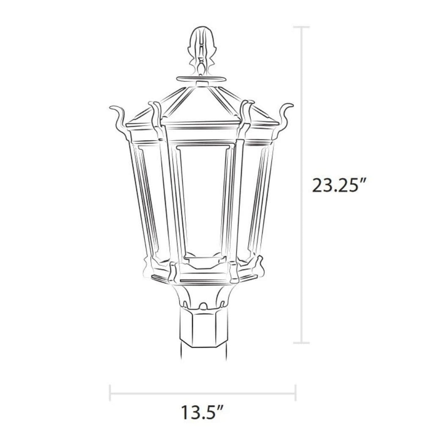 American Gas Lamp Works 13" 2900H Gothic Aluminum Post Mount Residential Electric Light Head