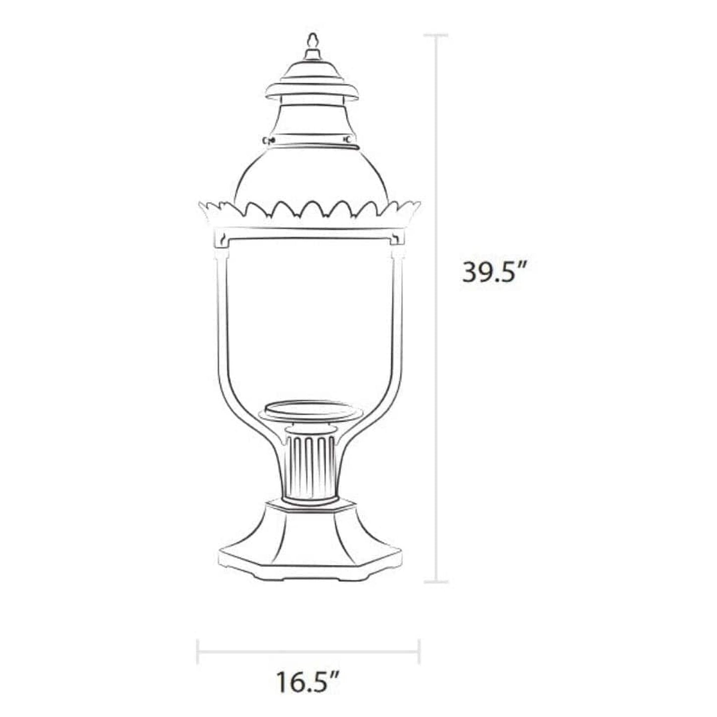 American Gas Lamp Works 16" 4200R Victorian Aluminum Pier Mount Mid-Size Electric Light Head
