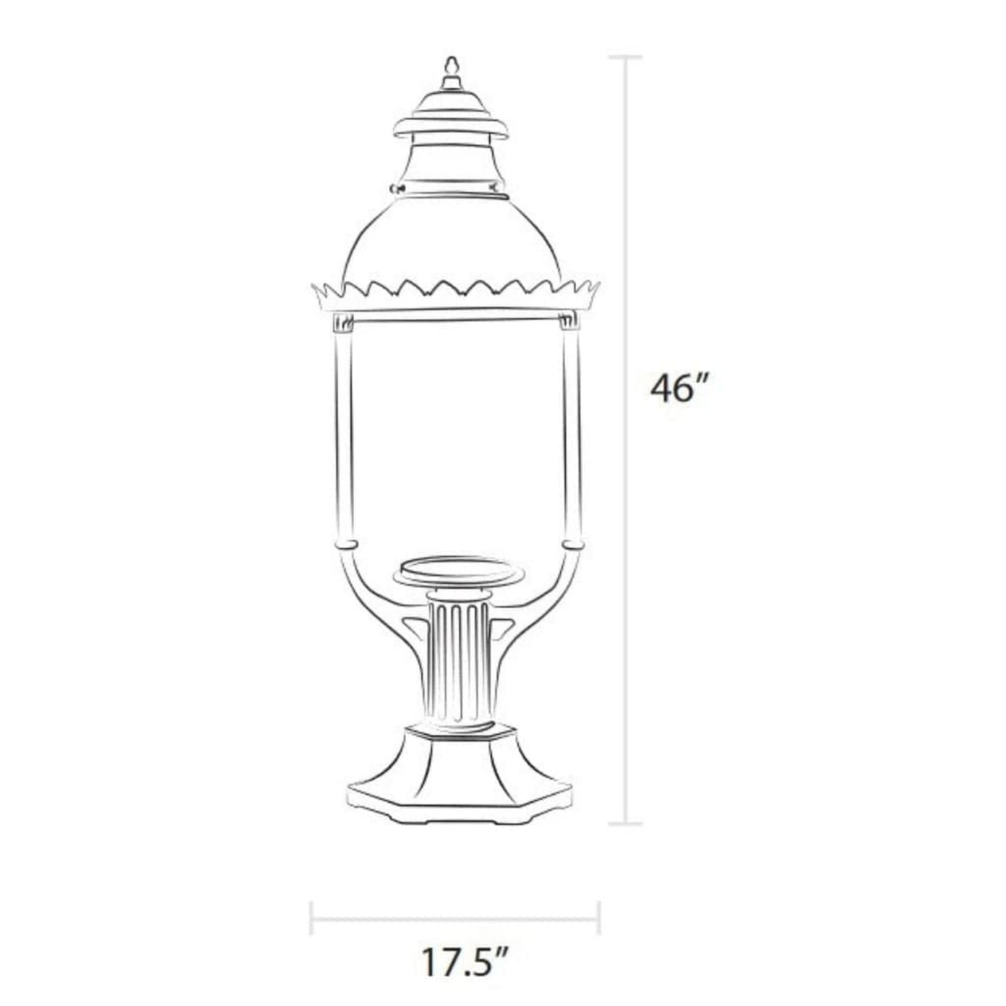 American Gas Lamp Works 17" 3600R Boulevard Aluminum Pier Mount Estate Electric Light Head