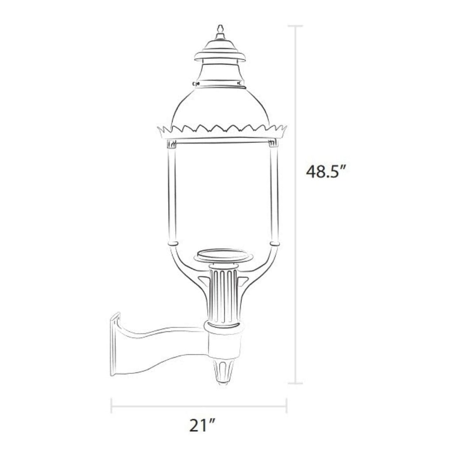 American Gas Lamp Works 17" 3600W Boulevard Aluminum Wall Mount Estate Electric Light Head