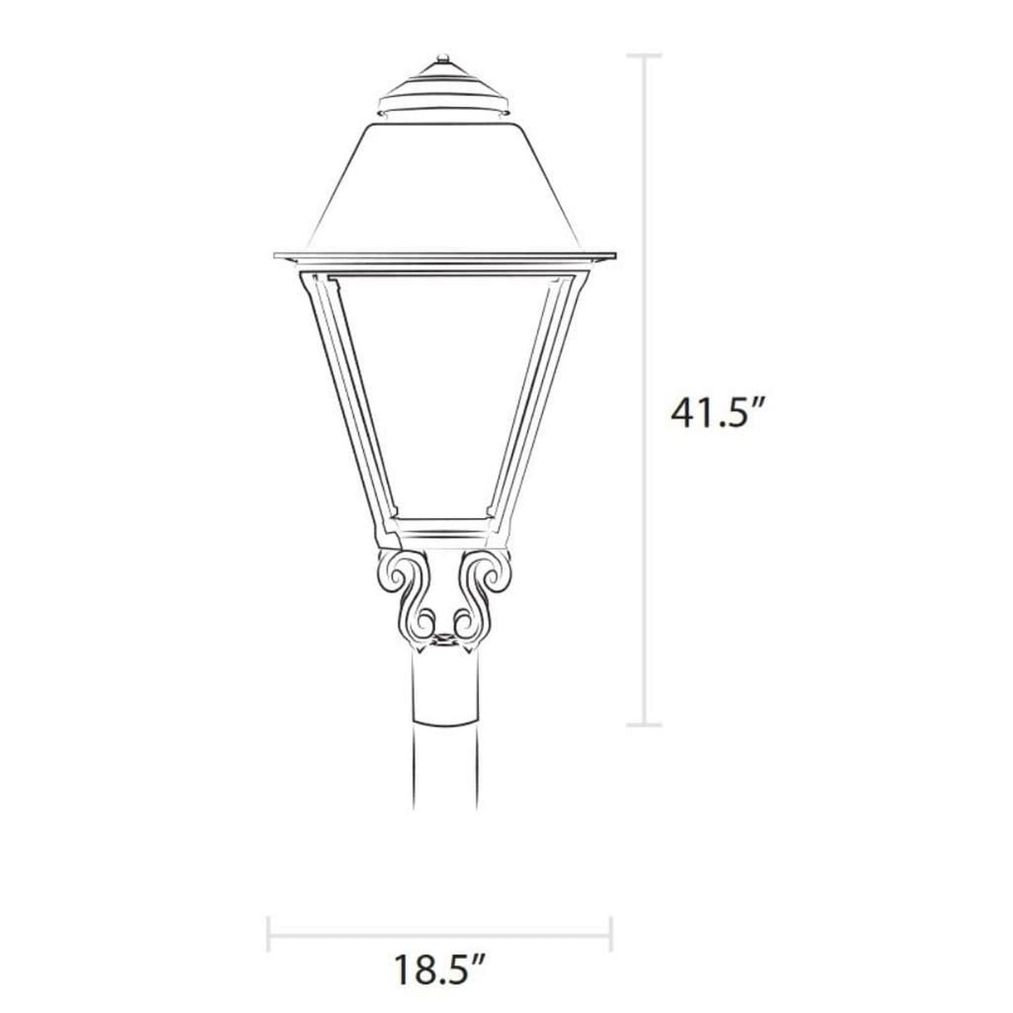 American Gas Lamp Works 18" 3000H Coachman Aluminum Post Mount Estate Electric Light Head
