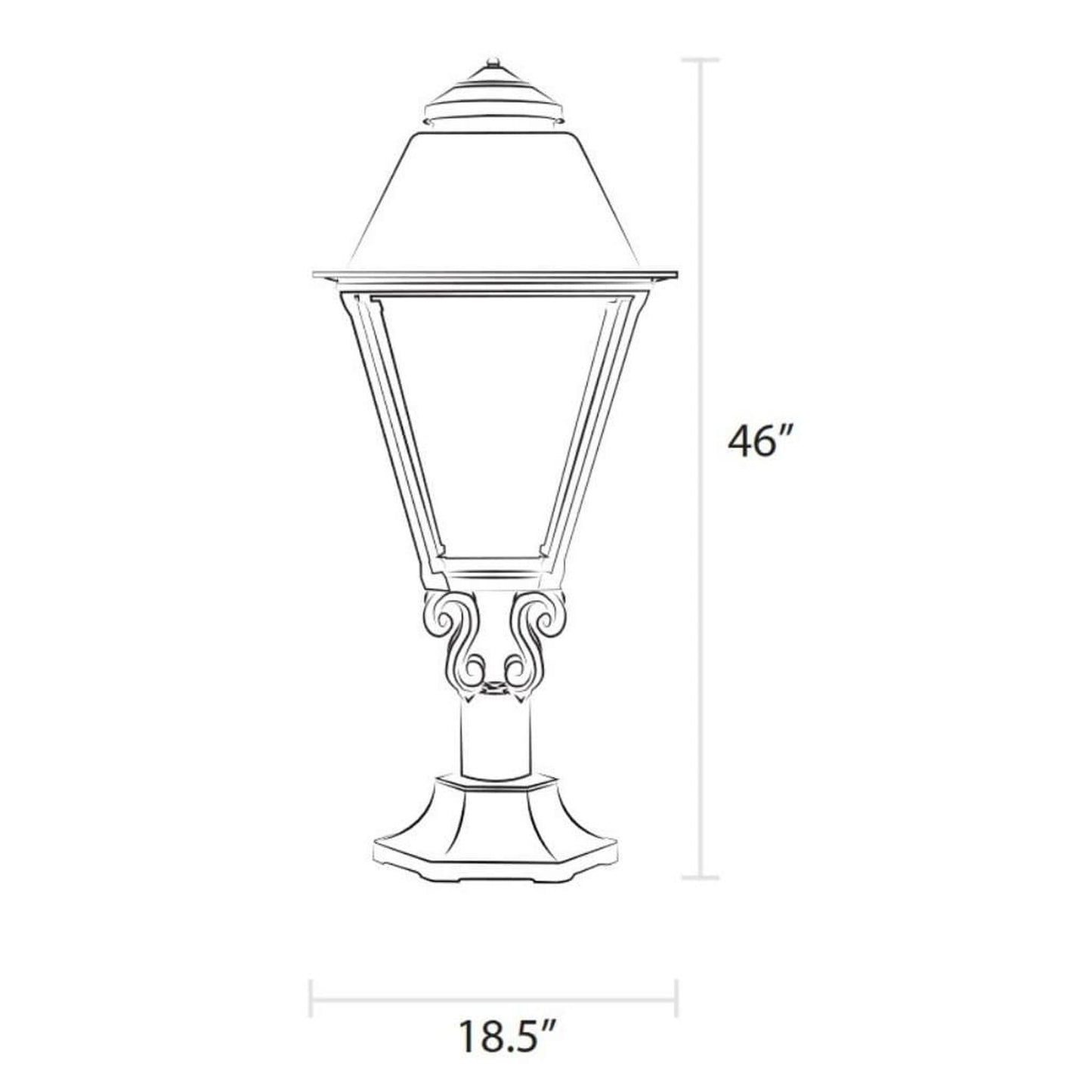 American Gas Lamp Works 18" 3000R Coachman Aluminum Pier Mount Estate Electric Light Head
