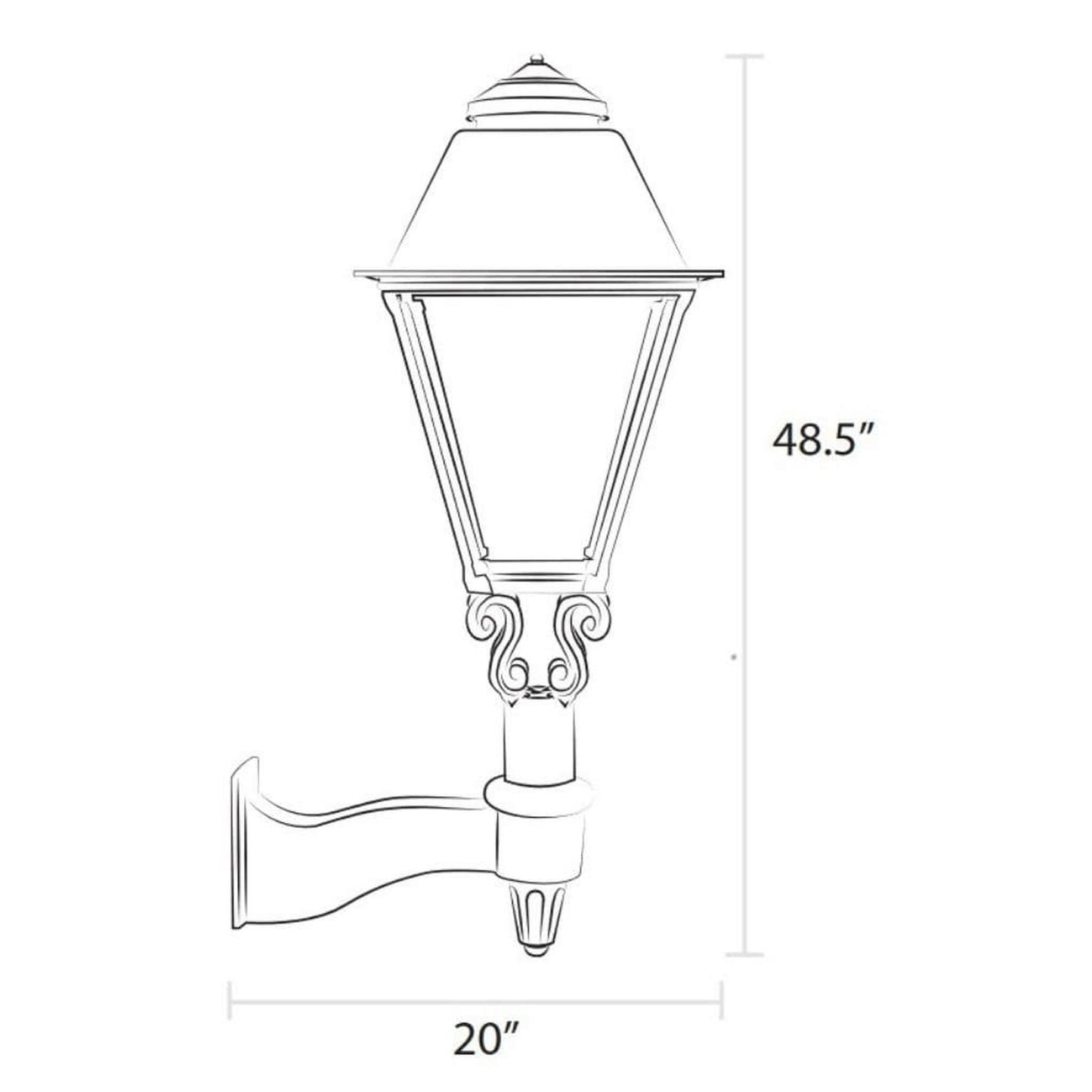 American Gas Lamp Works 18" 3000W Coachman Aluminum Wall Mount Estate Electric Light Head