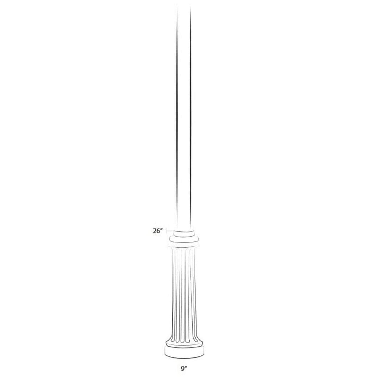 American Gas Lamp Works 26" EMB02 Beatrice Aluminum Burial Post Base with 3.5" OD Smooth Aluminum Post