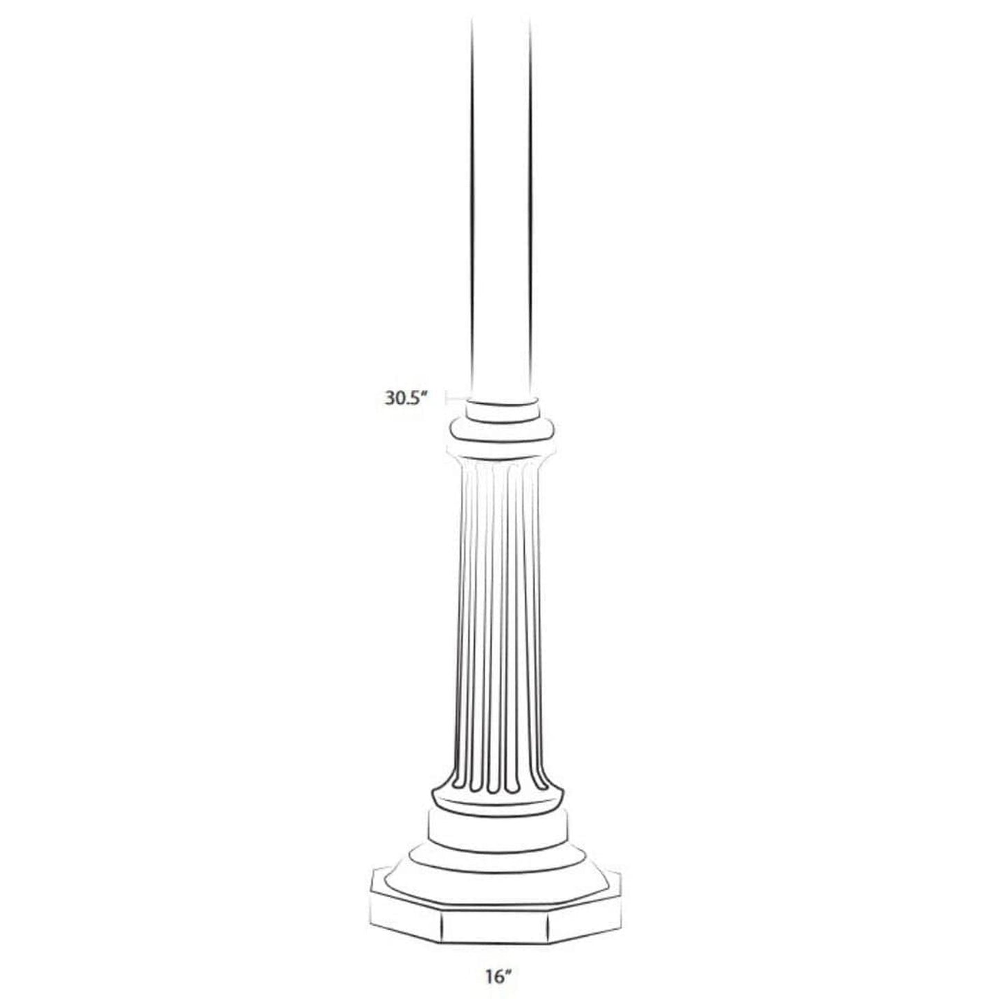 American Gas Lamp Works 30" EMT12 Middletown Aluminum Burial Post Base with 3.5" OD Smooth Aluminum Post
