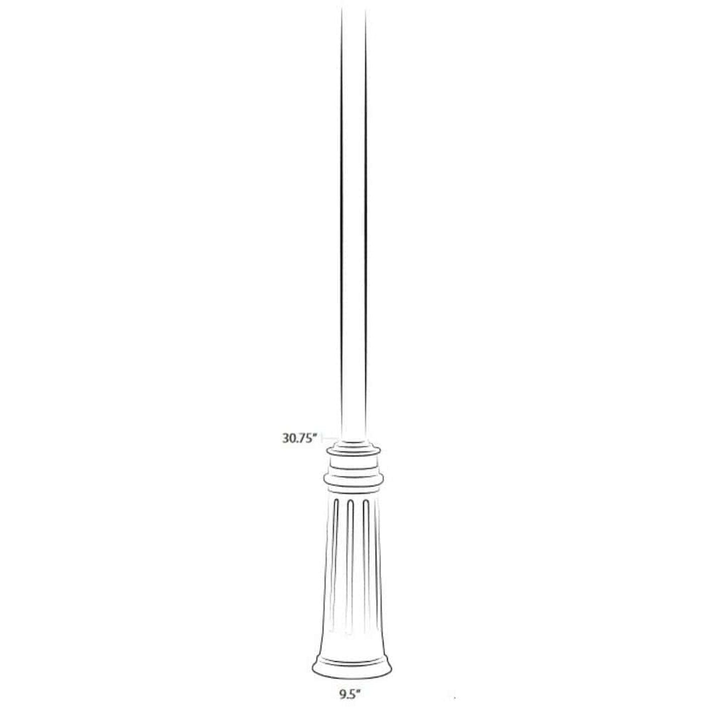 American Gas Lamp Works 30" EP002 Monroe Aluminum Burial Post Base with 3" OD Fluted Aluminum Post