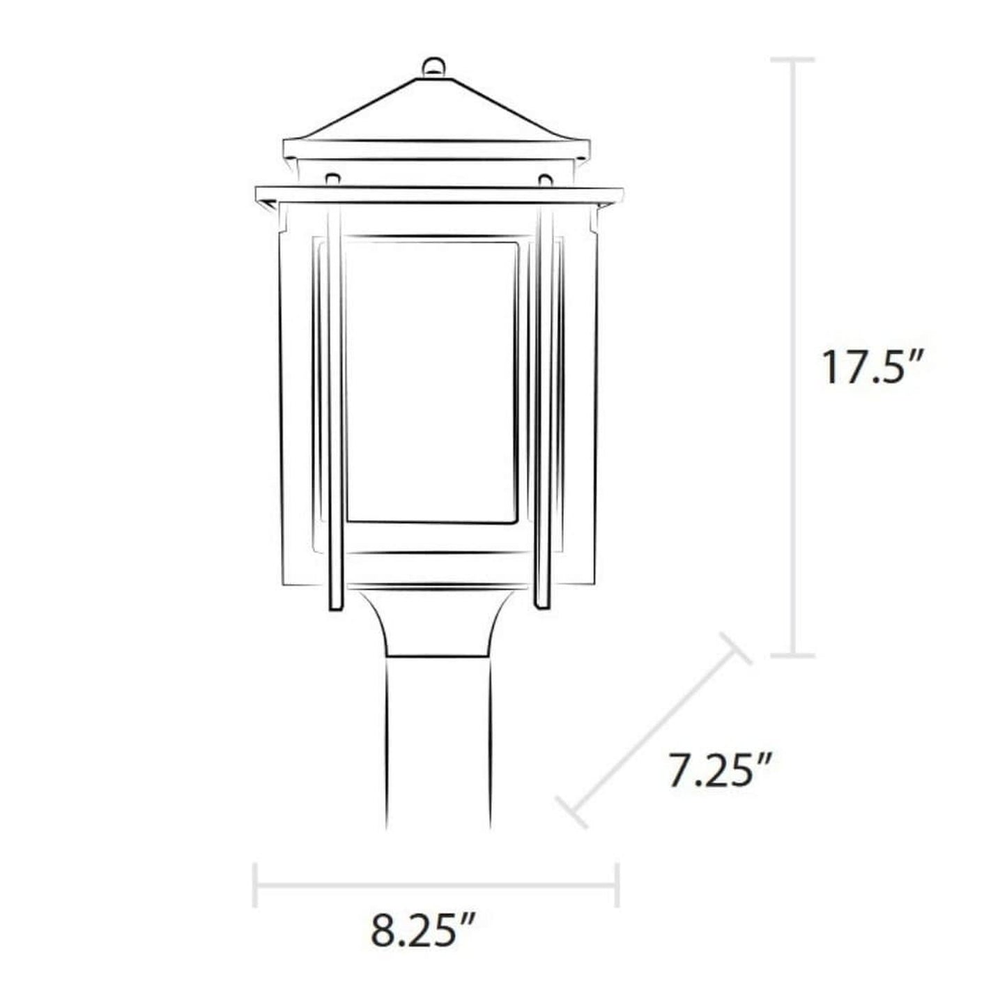American Gas Lamp Works 8" 1100H Craftsman Aluminum Post Mount Residential Electric Light Head