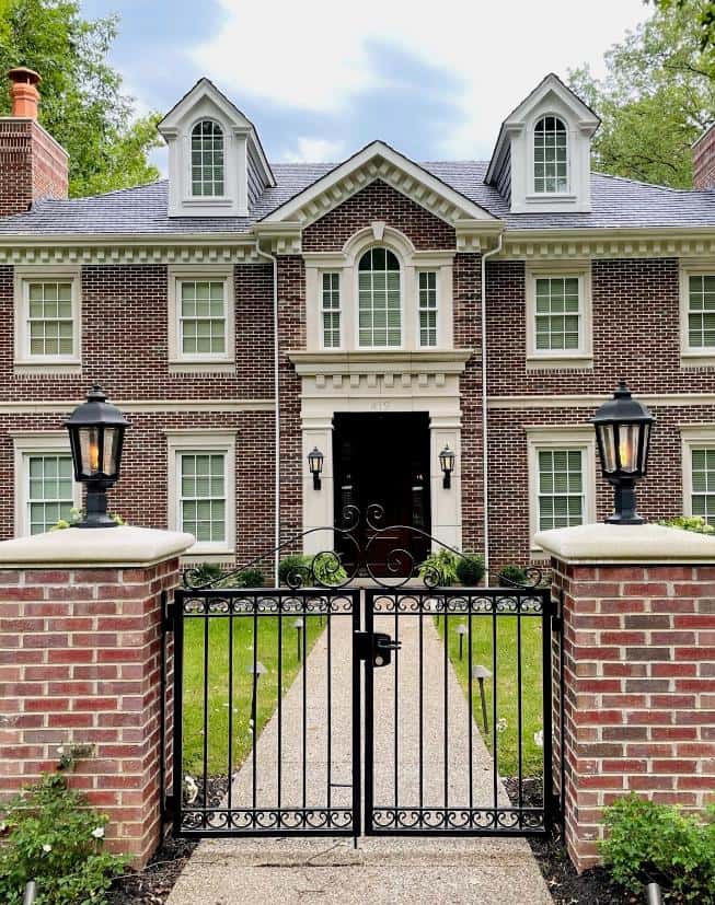 American Gas Lamp Works Bavarian 1200R 14" Charcoal Gray Residential Pier Mount Aluminum Natural Gas Lamp With Dual Inverted Gas Mantle Light Assembly, Beveled Tempered Glass Panes and Brass Plated Acorn Finial