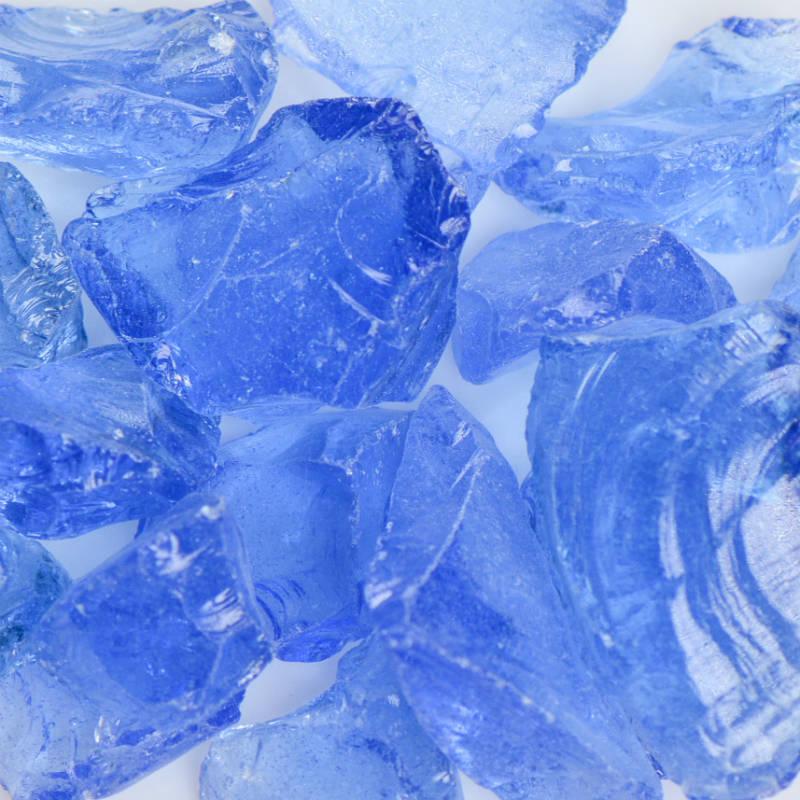 American Specialty Glass Crystal Blue Medium Tumbled Landscape Glass - 50 Lbs