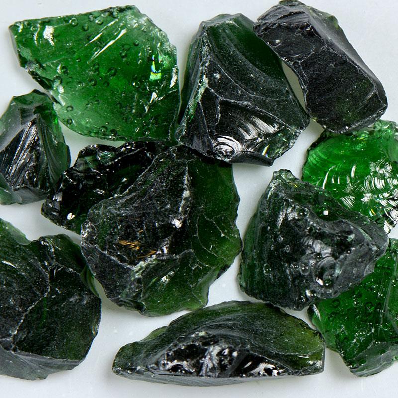 American Specialty Glass Dark Green Size 3 Tumbled Terrazzo Glass - 10 Lbs
