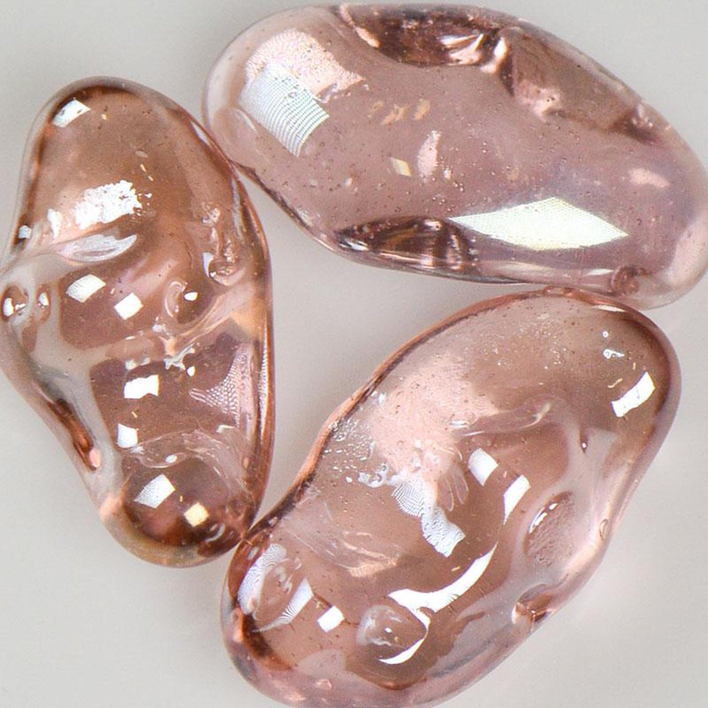 American Specialty Glass Pink Cotton Candy Iridescent Medium Size Jelly Bean Glass - 10 Lbs