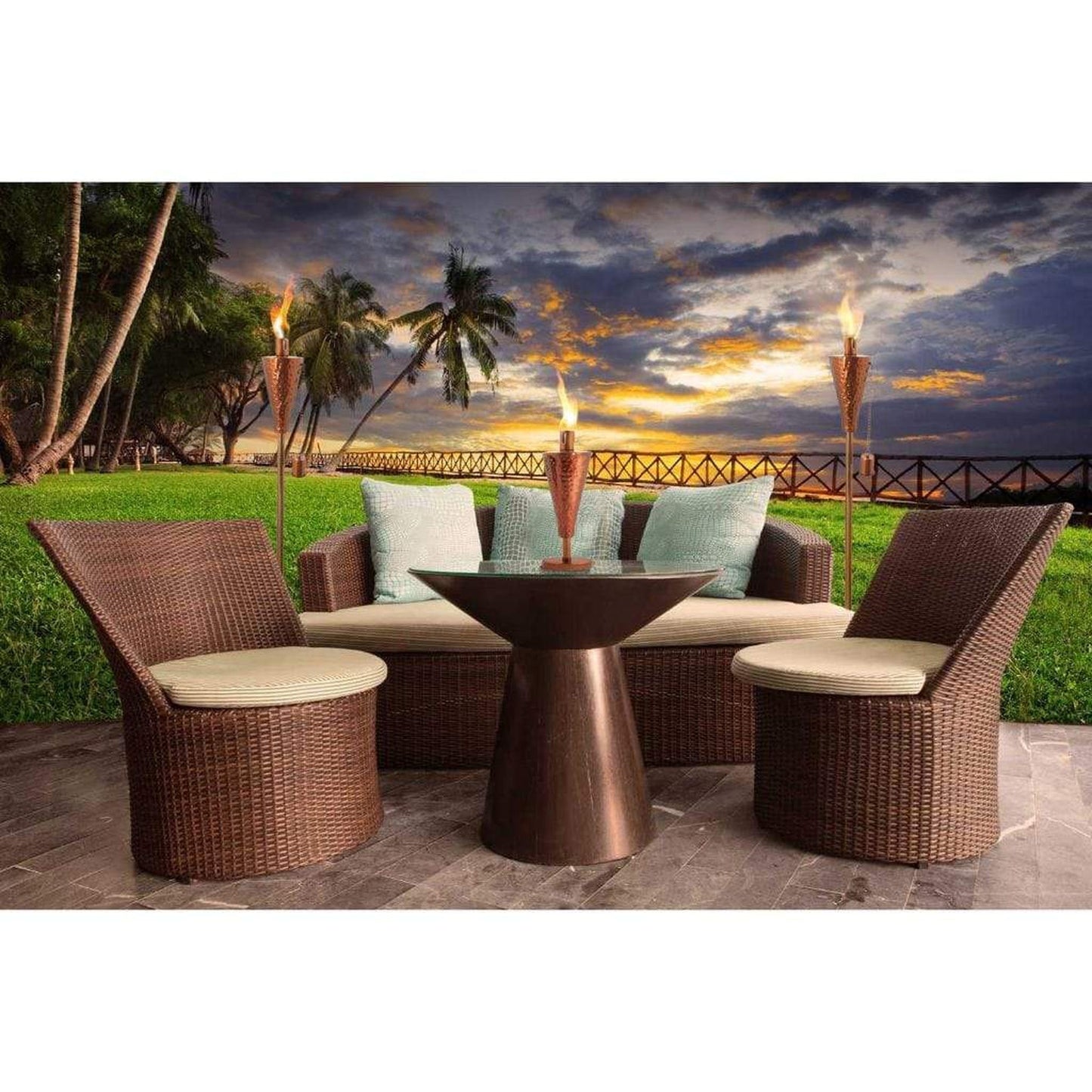 Anywhere Fireplace 4" x 11" Hammered Copper Ground Stake Cintronella/Lamp Oil Cone Torch, Set of 2