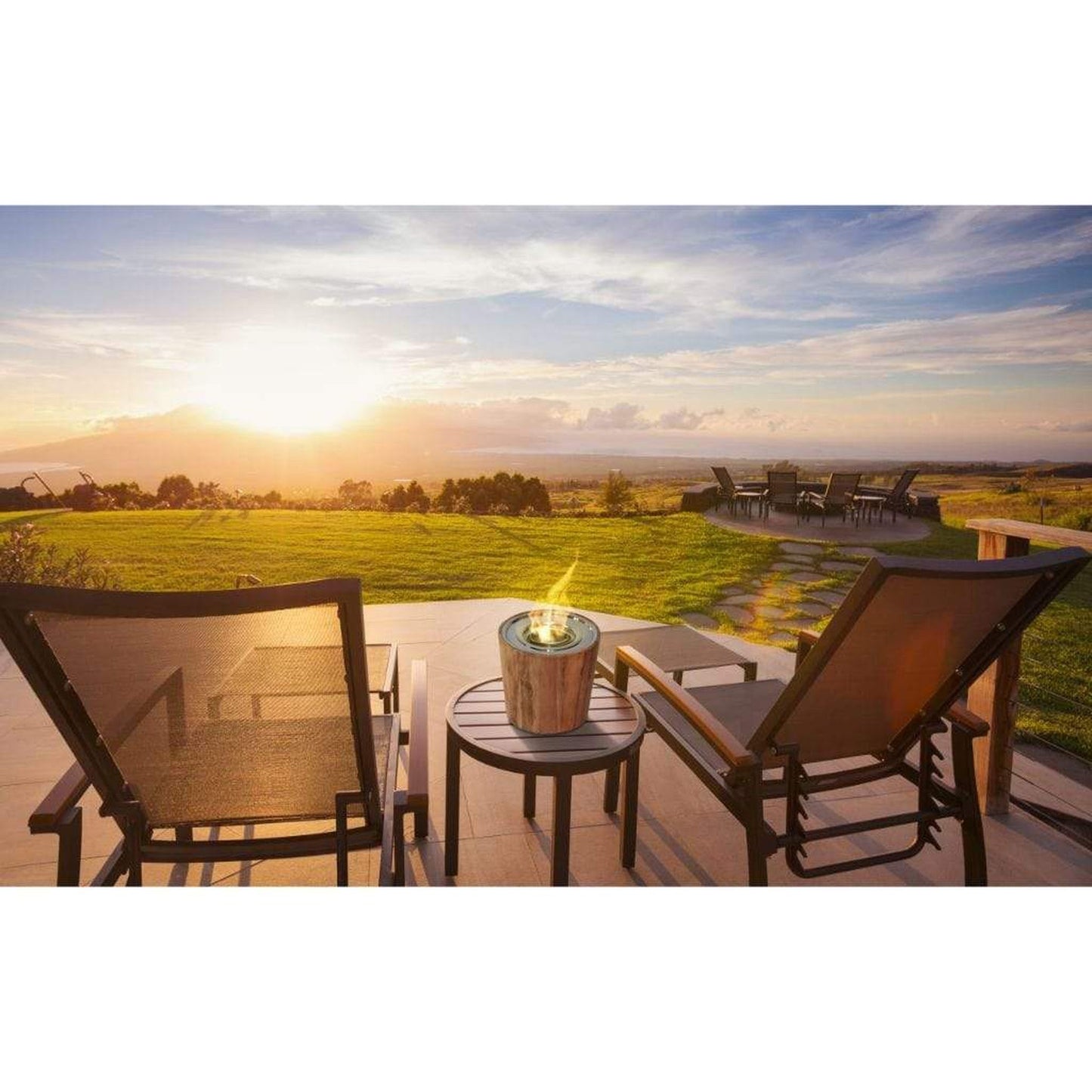 Anywhere Fireplace Sag Harbor 9" Teak Tabletop Bio-Ethanol Gel Fuel Fire Bowl