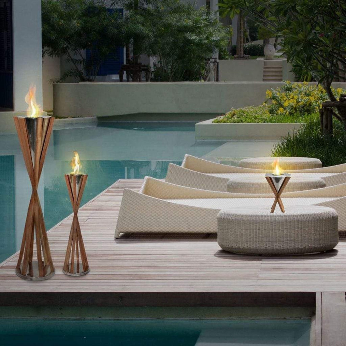 Anywhere Fireplace Southampton 34" Teak Medium Floor Gel Fuel Fireplace