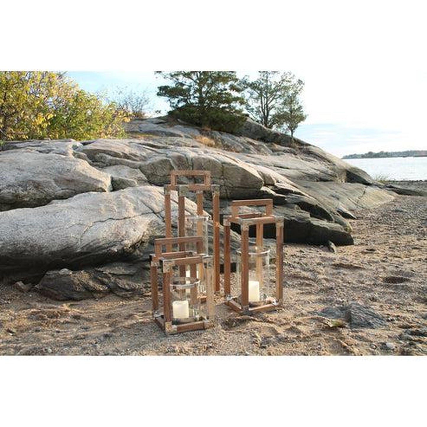 Anywhere Fireplace Southampton 9" x 28" Teak Wood Lantern