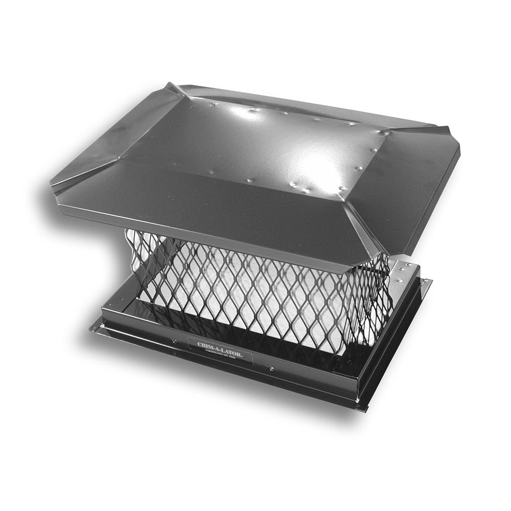 BDM Chim-A-Lator 12" x 12" Black Galvanized Steel Square Chimney Cap With 3/4" Mesh