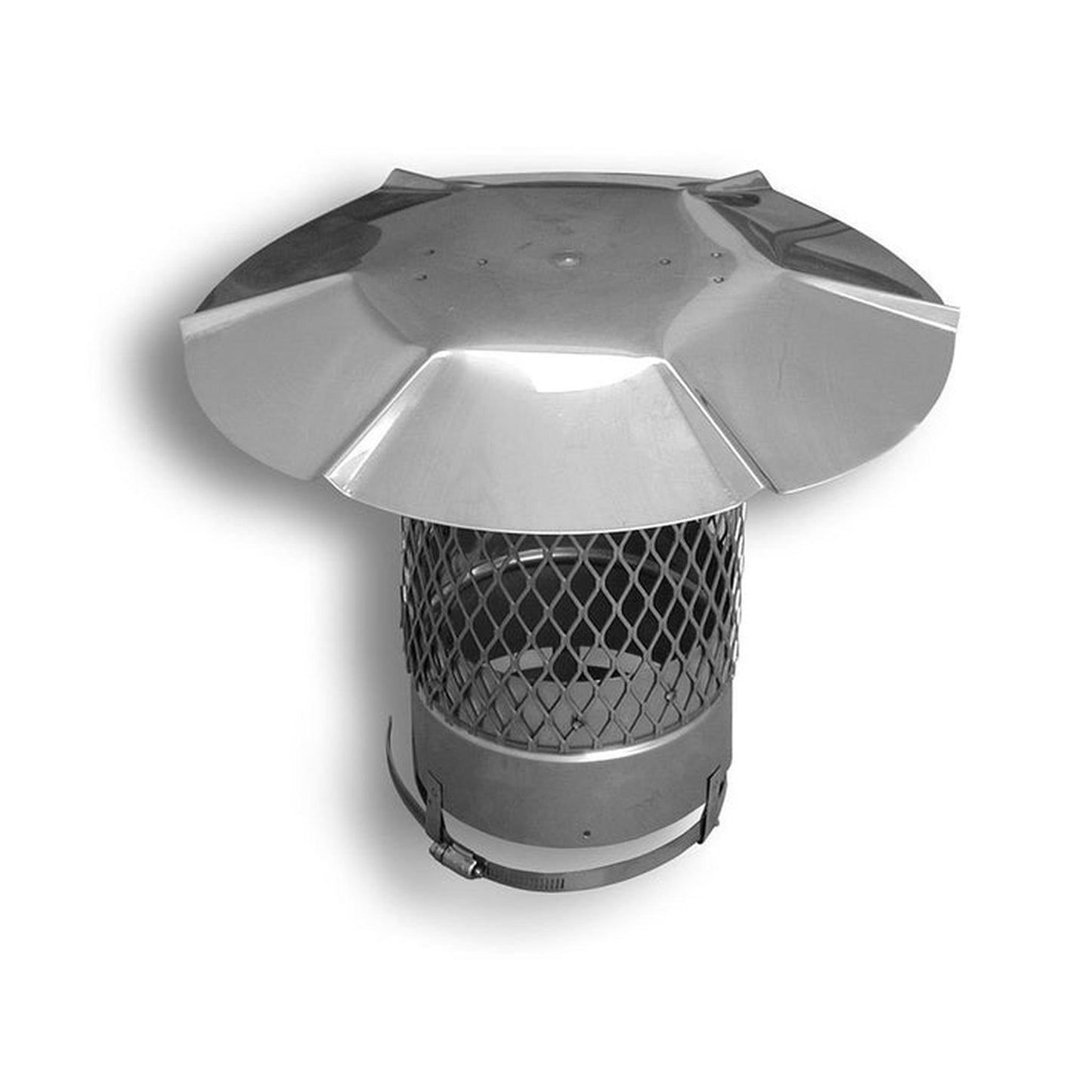 BDM Dalsin Line 6" Diameter 316L Stainless Steel Flex Rain Cap with Mesh
