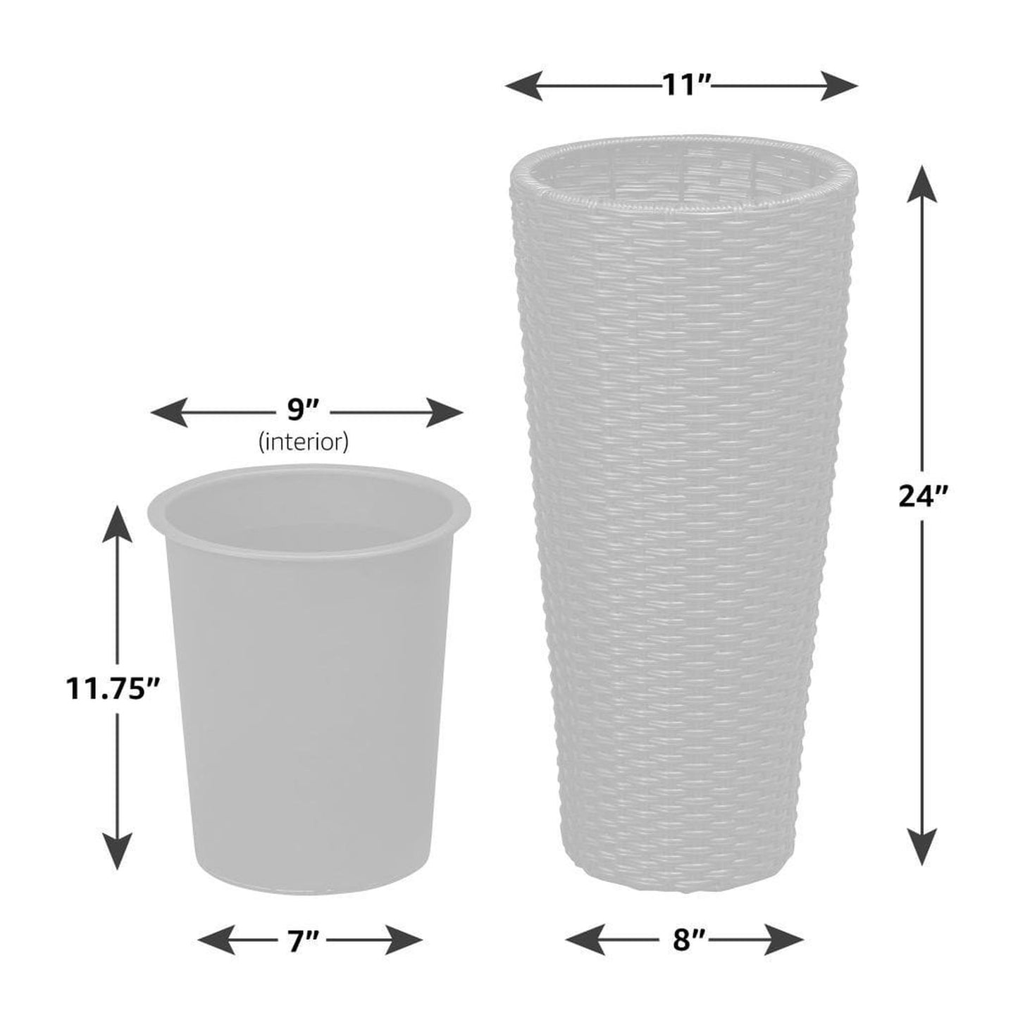 Balkene Home 24" Noah 2-Piece Round Wicker Planter Set by Fire Sense