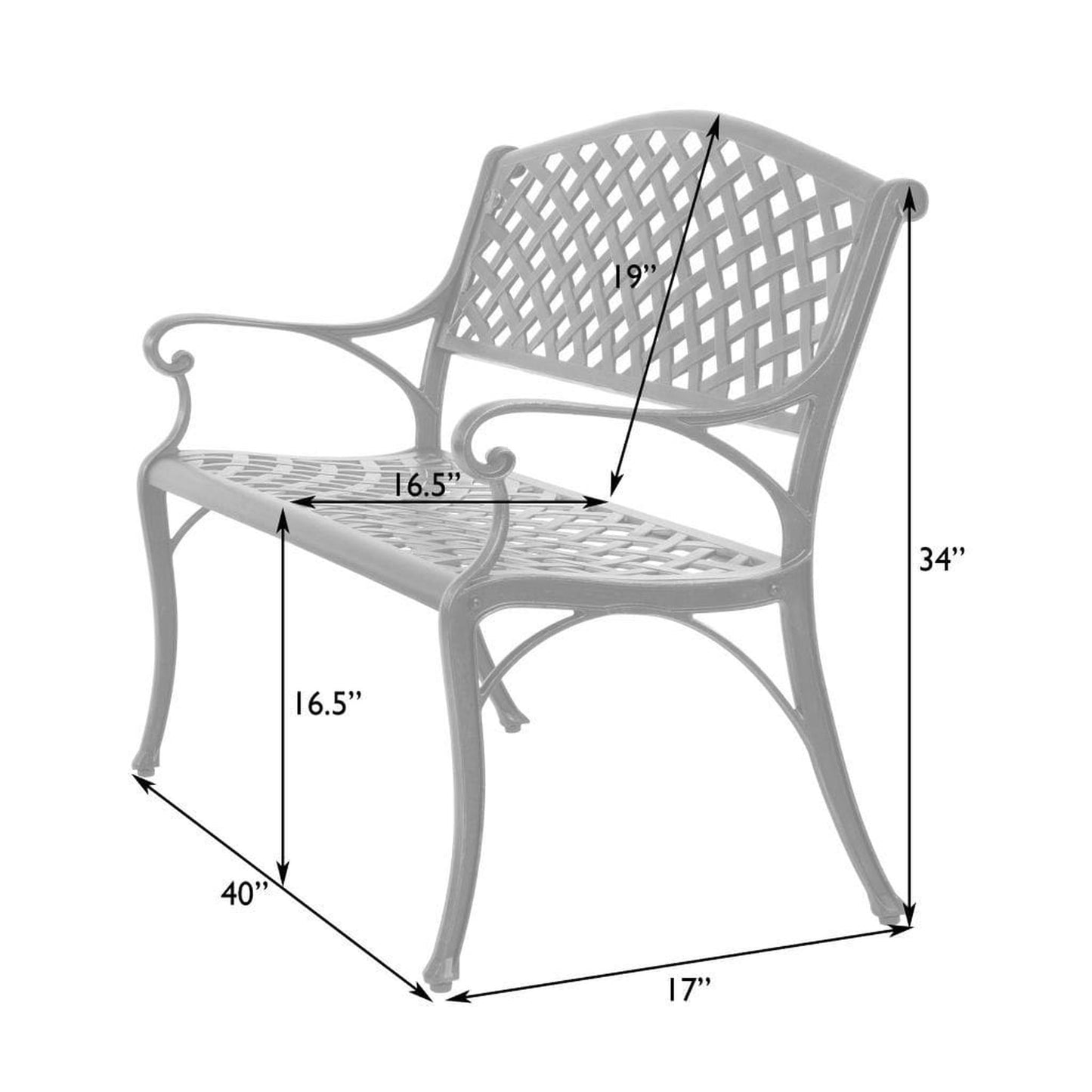 Balkene Home 40" Antique Bronze Cast Aluminum Patio Bench by Fire Sense