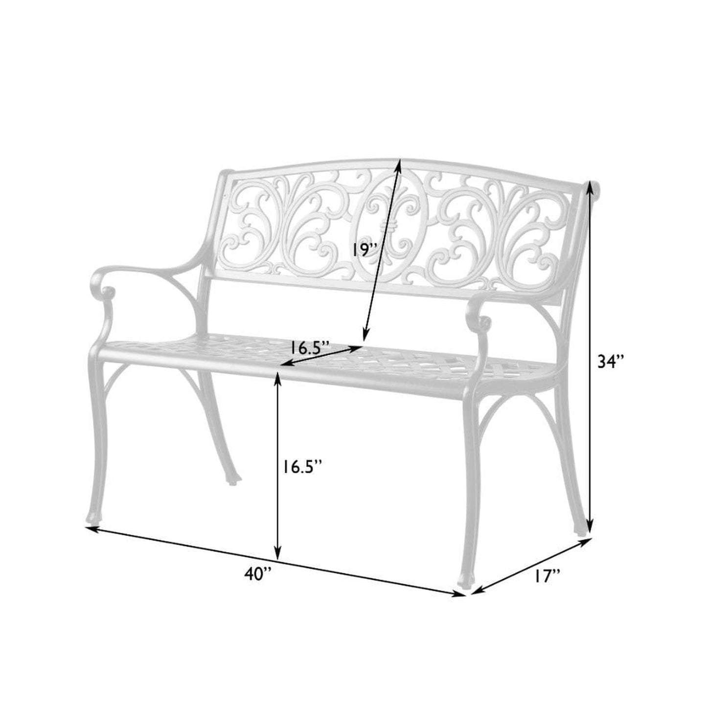 Balkene Home 40" Decatur Cast Aluminum Patio Bench by Fire Sense