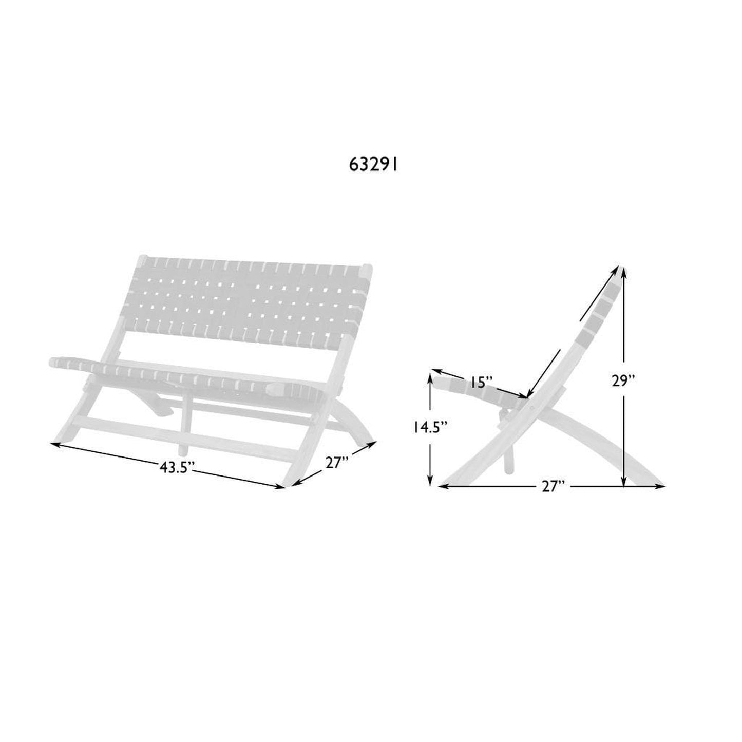 Balkene Home 44" Sava Folding Indoor/Outdoor Wooden Bench by Fire Sense