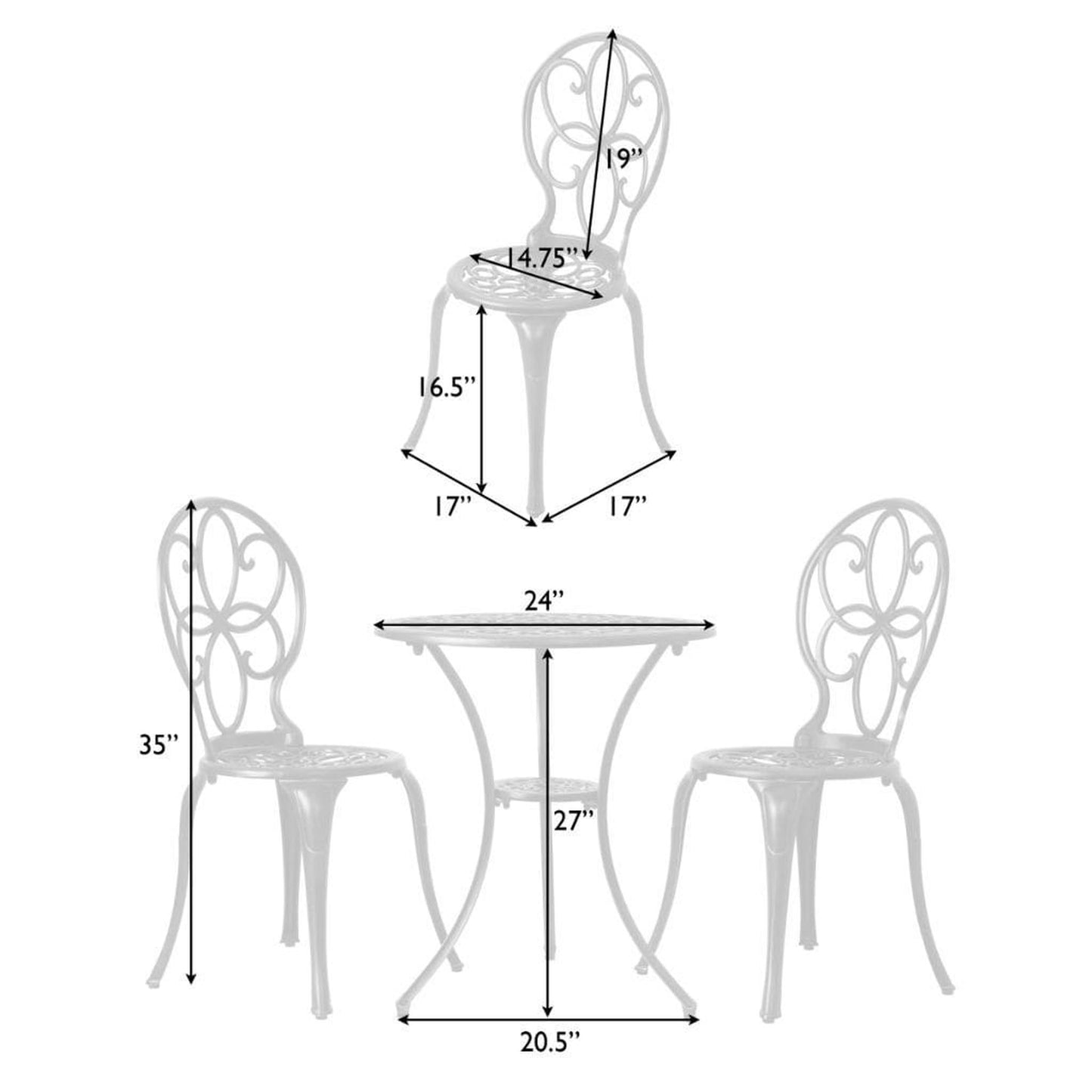 Balkene Home Arria Cast Aluminum 3-piece Bistro Set by Fire Sense