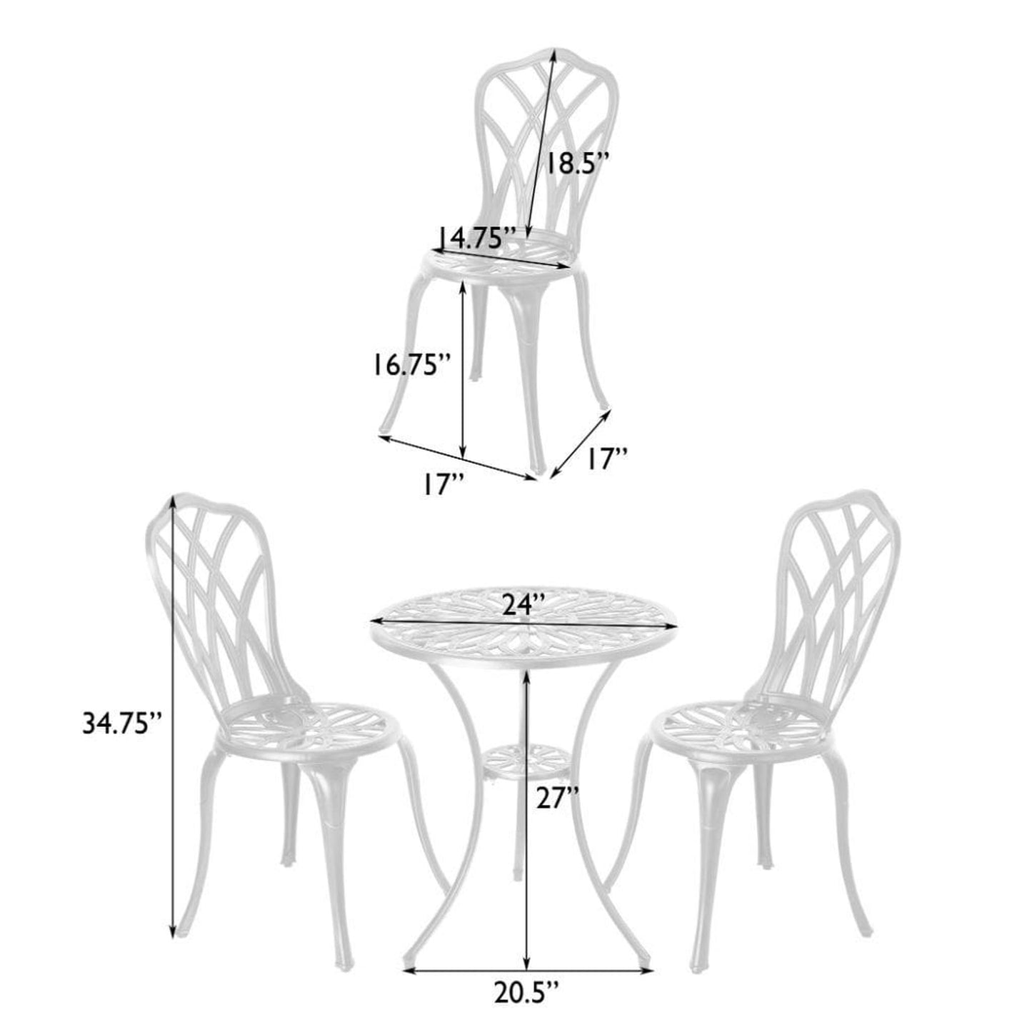 Balkene Home Theon Cast Aluminum 3-piece Bistro Set by Fire Sense