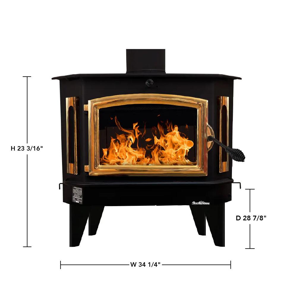 Buck Stove Bay Series Model 91 Catalytic Wood Burning Stove With Gold Door Finish