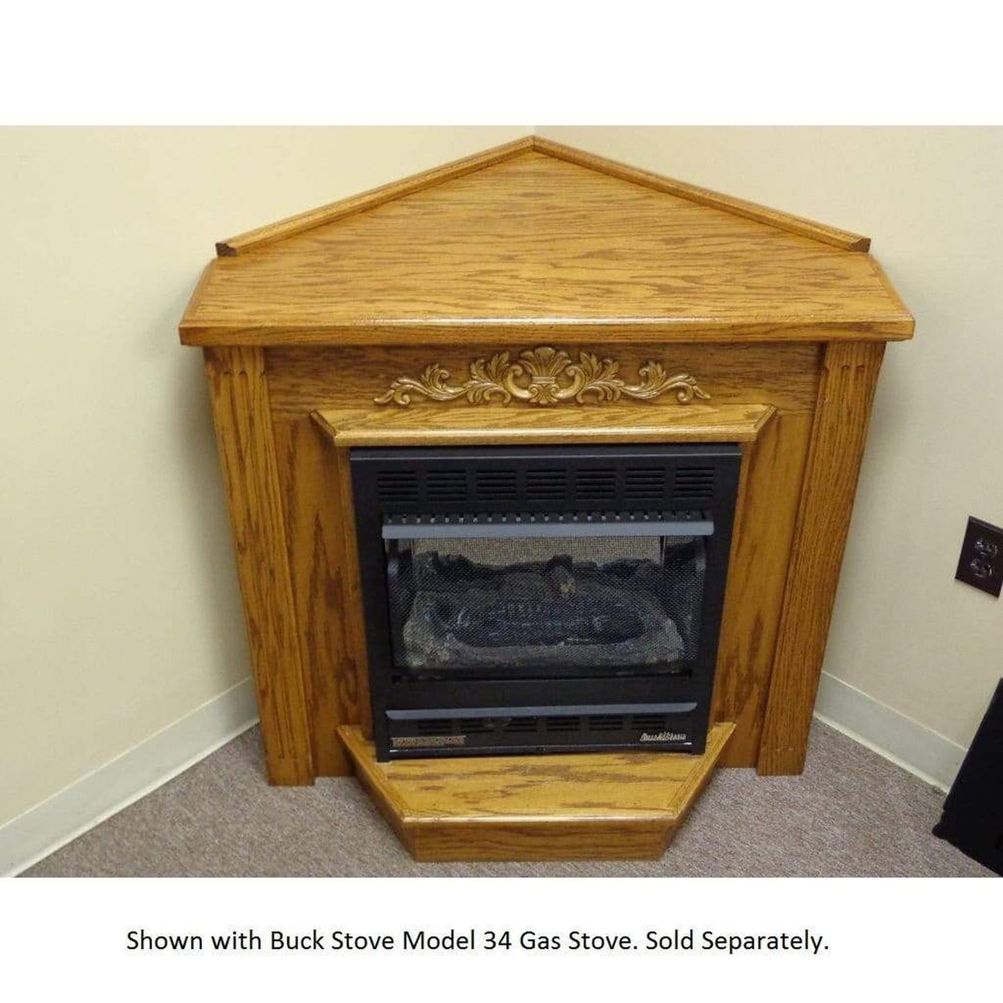 Buck Stove Classic Corner Light Oak Mantel Accessory for Model 34 and Model 384 Gas Stove