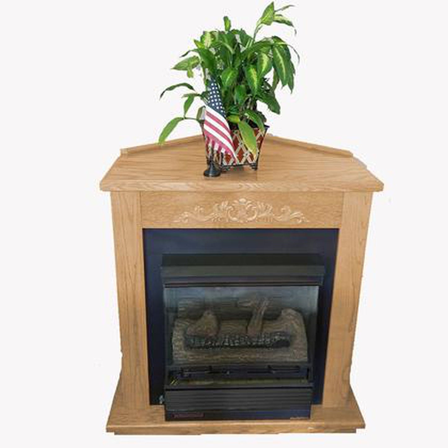 Buck Stove Contemporary Corner Light Oak Mantel Accessory for Model 34 and Model 384 Gas Stove